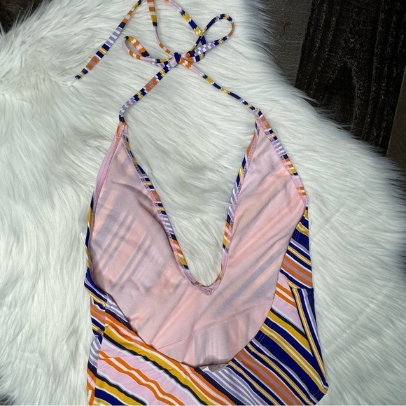 NWOT Bikini Lab Striped One Piece Swimsuit Medium - Picture 6 of 10